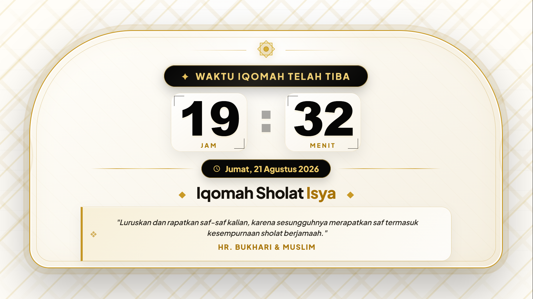 Fitur waktu iqomah telah tiba Alf Azan TV