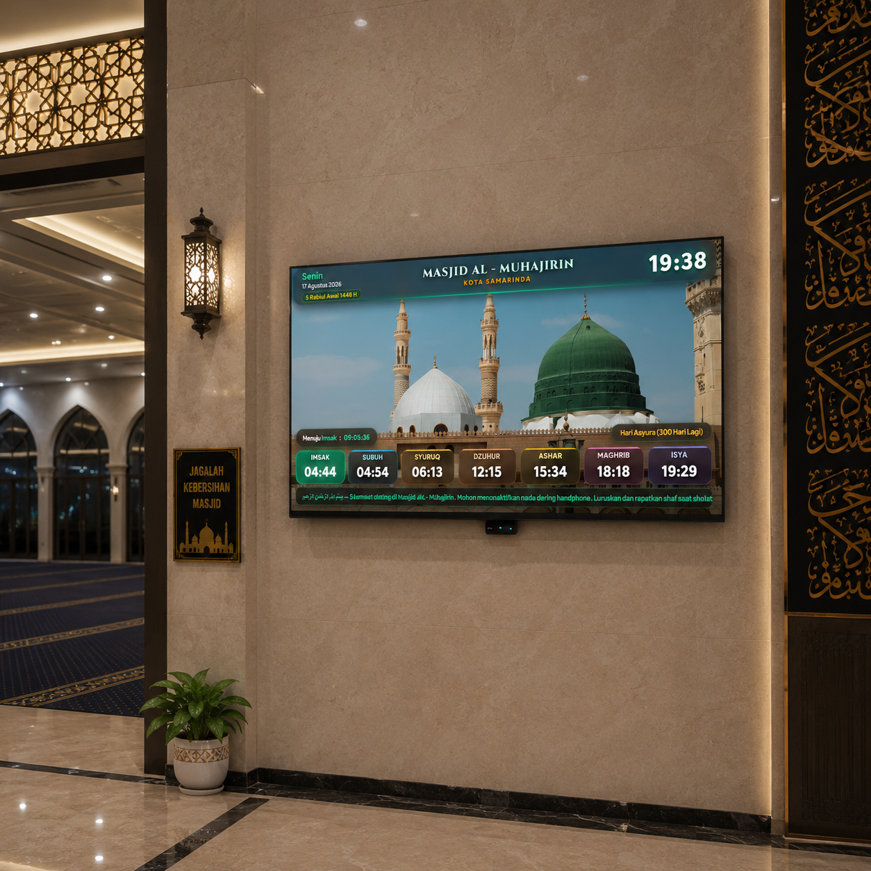 Contoh tampilan Alf Azan TV di masjid